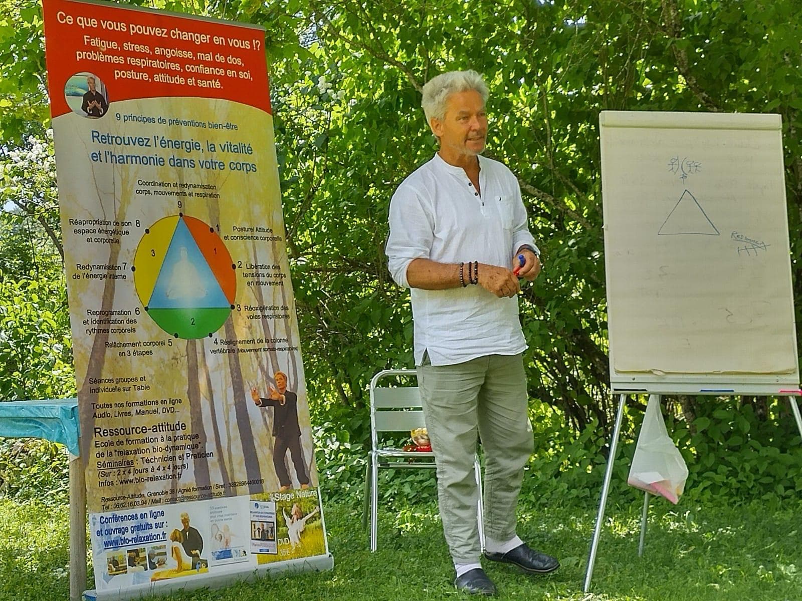 Pierre Pyronnet animant un stage en plein air